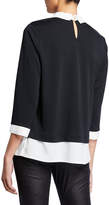 Thumbnail for your product : Karl Lagerfeld Paris Jewel-Neck Poplin Sweater Twofer Top