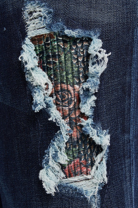 Just Cavalli Distressed Faded Mid-rise Skinny Jeans