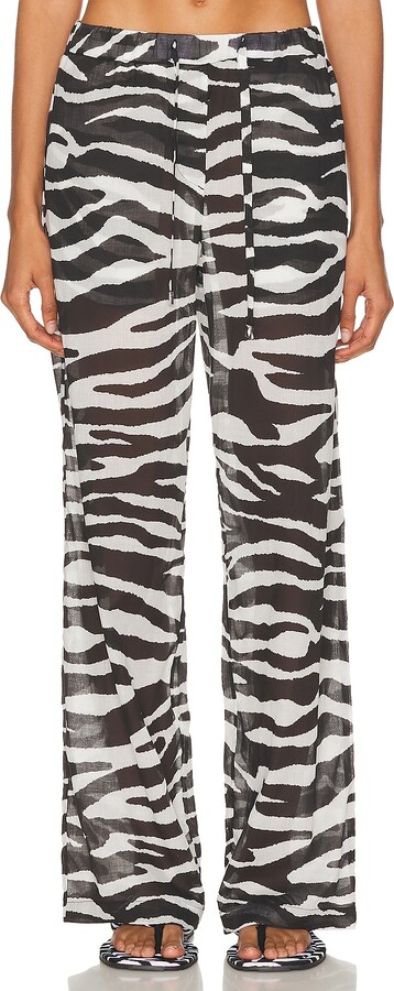 ATTICO Zebra Printed Long Pant in White,Black