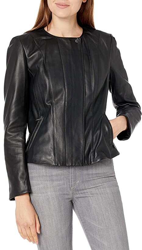 cole haan leather jacket women
