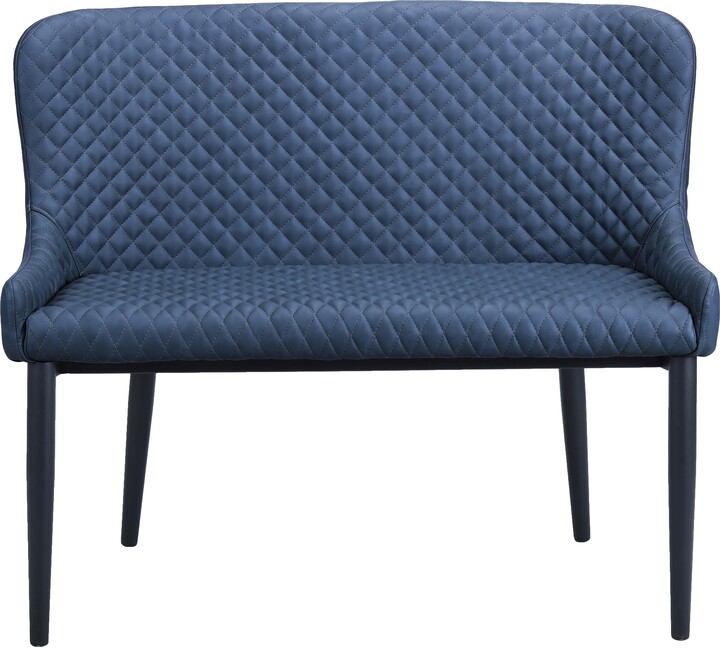 Dunelm Montreal 2 Seater Dining Bench Seat, Faux Leather Navy Blue