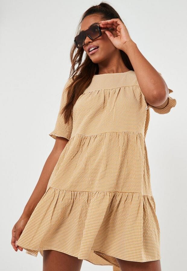 yellow gingham mini dress