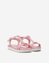 Thumbnail for your product : Dolce & Gabbana T-strap sandals in patent leather with rhinestones