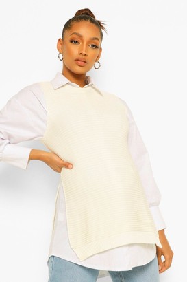 boohoo Maternity Side Split Sleeveless Knitted Sweater