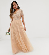 Thumbnail for your product : Maya Petite Bridesmaid V neck maxi dress with delicate sequin in soft peach