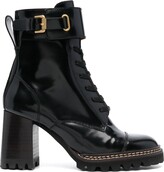 Thumbnail for your product : See by Chloe 80mm Round-Toe Leather Boots