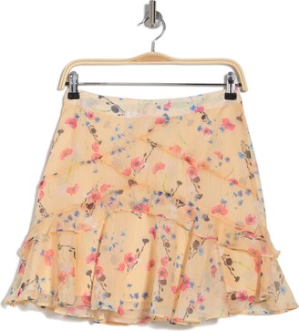 Lulus Chic Inspiration Floral Ruffle Chiffon Miniskirt