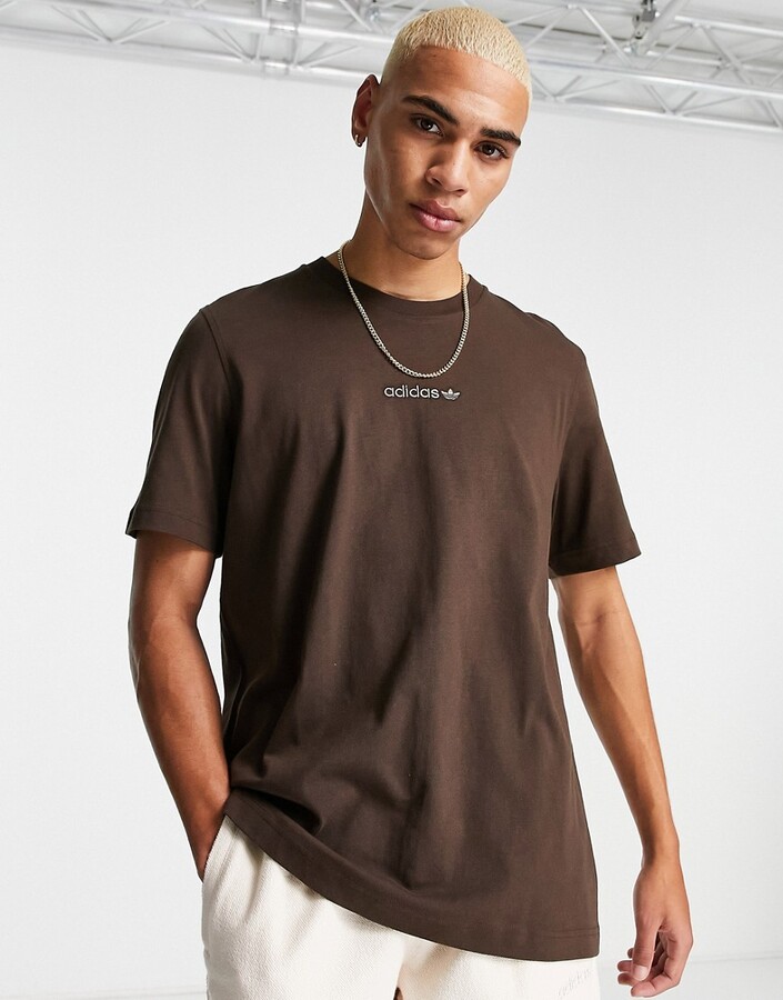 adidas 'Tonal Textures' t-shirt in brown with back logo - ShopStyle