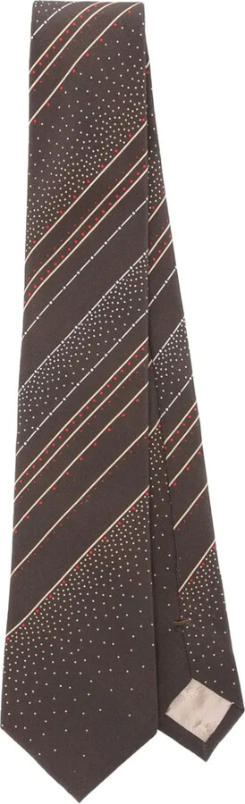 Emporio Armani Stripe-Pattern Dotted Silk Tie