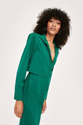 Nasty Gal Womens Belted Relaxed Long Sleeve Midi Shirt Dress
