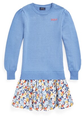 Polo Ralph Lauren Ralph Lauren Floral-Skirt Cotton Sweater Dress - ShopStyle