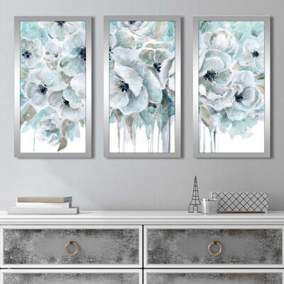 Red Barrel Studio Teal Harmony II by Carol Robinson - 3 Piece Picture Frame Painting