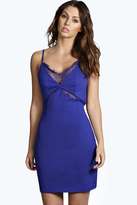 Thumbnail for your product : boohoo Lisa Strappy Lace Insert Mini Bodycon Dress