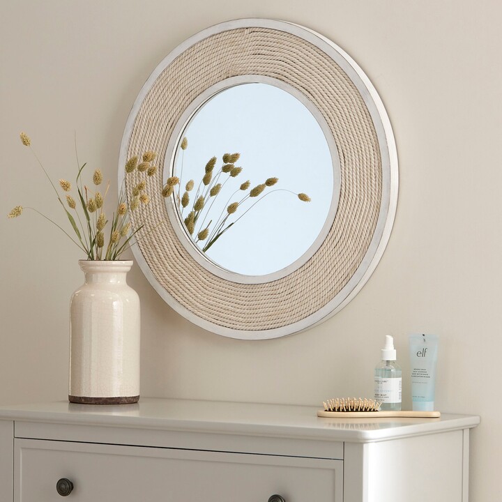 Dunelm Lina Rope Round Wall Mirror, 60cm White/Beige ShopStyle