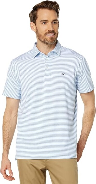 Vineyard Vines Bradley Stripe Sankaty Polo Men's Clothing Ocean Breeze Tejeda : SM, Polyester/Elastane