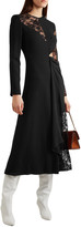 Thumbnail for your product : Givenchy Cutout Paneled Wool-crepe, Silk Crepe De Chine And Leavers Lace Midi Dress
