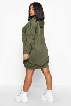 boohoo Plus 'Icon' Oversized Hooded Sweatshirt Dress