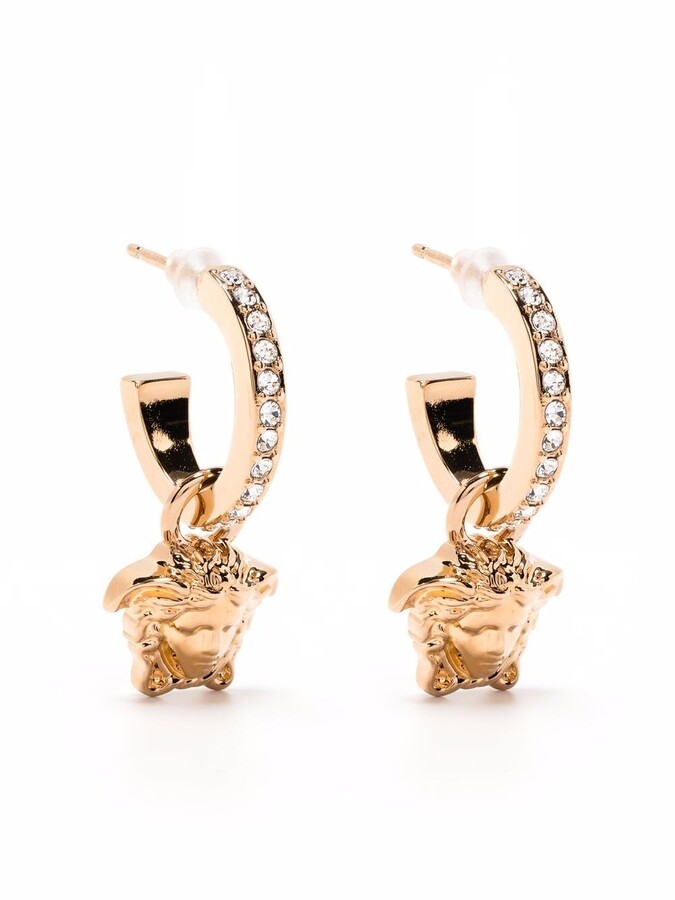 Versace embellished Medusa hoop earrings - ShopStyle
