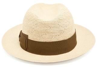 Borsalino Woven And Crochet Straw Panama Hat - Mens - Khaki Multi