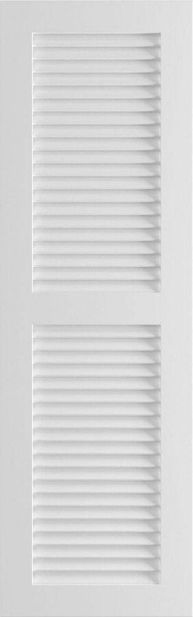 18" x 70" True Fit PVC Two Equal Louver Shutters, White (Per Pair)