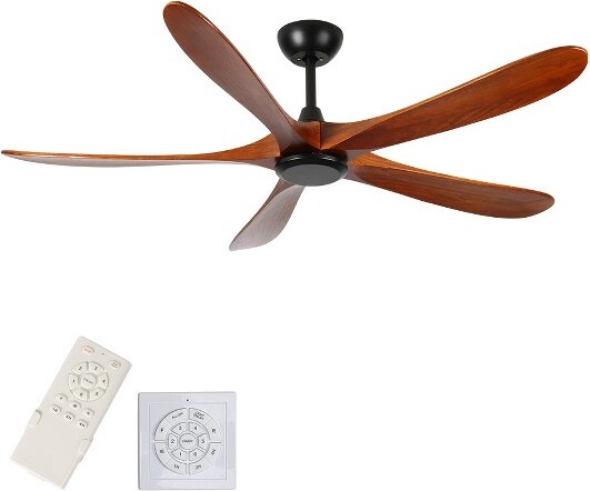 Duclsaty60InchwoodCeilingFannolightwithRemoteControl5woodbladesNoiselessReversibleDCMotorwithTimer