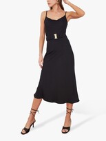 Thumbnail for your product : Trendyol Cowl Neck Ruched Belt Midi Dress, Black