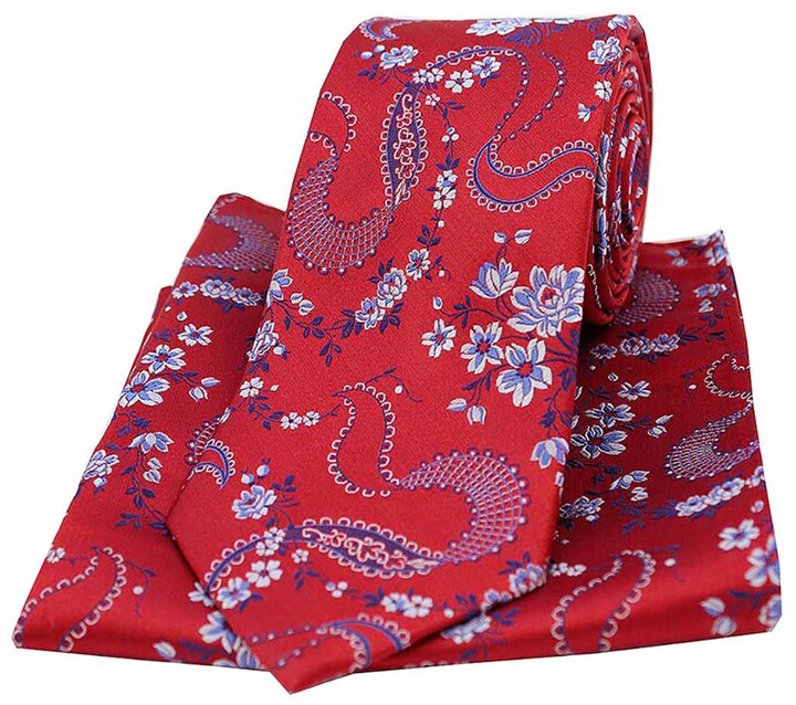 Red Posh and Dandy Mens Box Pattern Luxury Pocket Square 