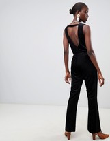 Thumbnail for your product : Pieces Velvet Ribbed Wide Leg Jumpsuit