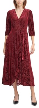 calvin klein red velvet dress