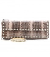 Thumbnail for your product : Valentino Rockstud Bal Snakeskin Clutch