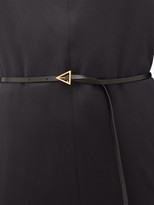 Thumbnail for your product : Bottega Veneta Belted Wide-lapel Silk-satin Dress - Black