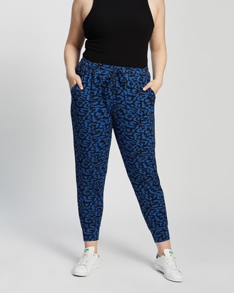 Love Your Wardrobe Women's Blue Sweatpants - Zoe Animal Print Knit Pants