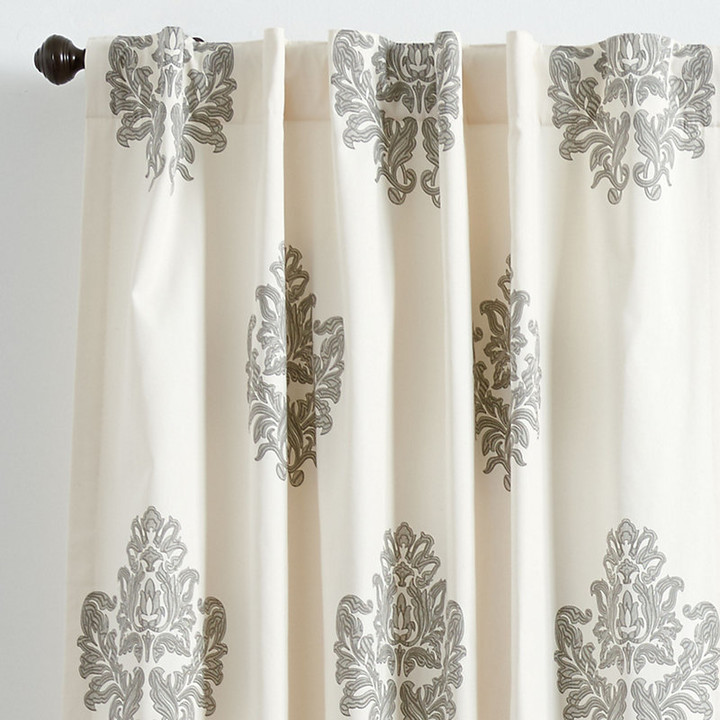 Eyelet curtains Anneau Top Fully Lined Pair Ready made DAMASK curtains 9 COLOURS 