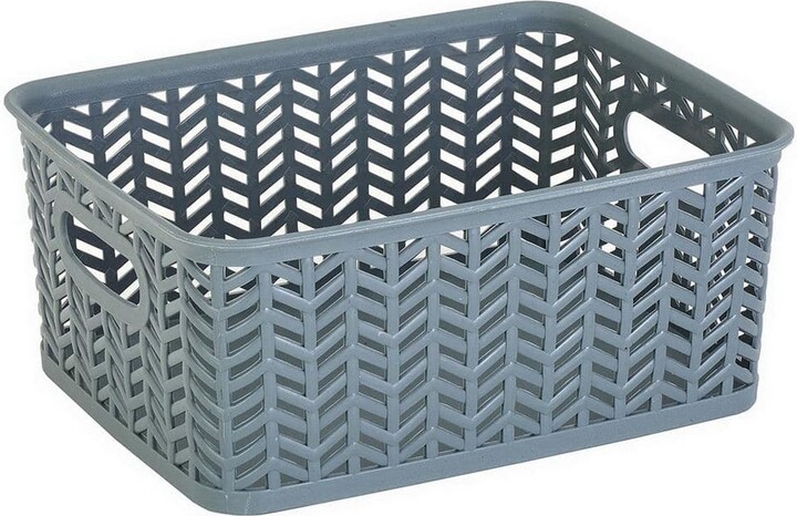 Simplify 4 in. H x 8 in. W x 10 in. D Gray Plastic Cube Storage Bin