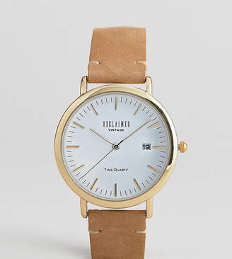 Reclaimed Vintage Inspired Leather Watch In Brown Exclusive To ASOS