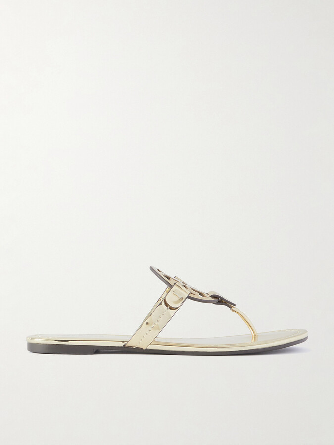 Tory Burch Miller Cutout Metallic Synthetic Material Sandals - Gold