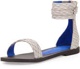 Thumbnail for your product : Jeffrey Campbell Islip Snake-Embossed Printed Flat Sandal, Gray