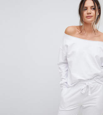 ASOS Tall TALL LOUNGE Raw Edge Off Shoulder Sweat