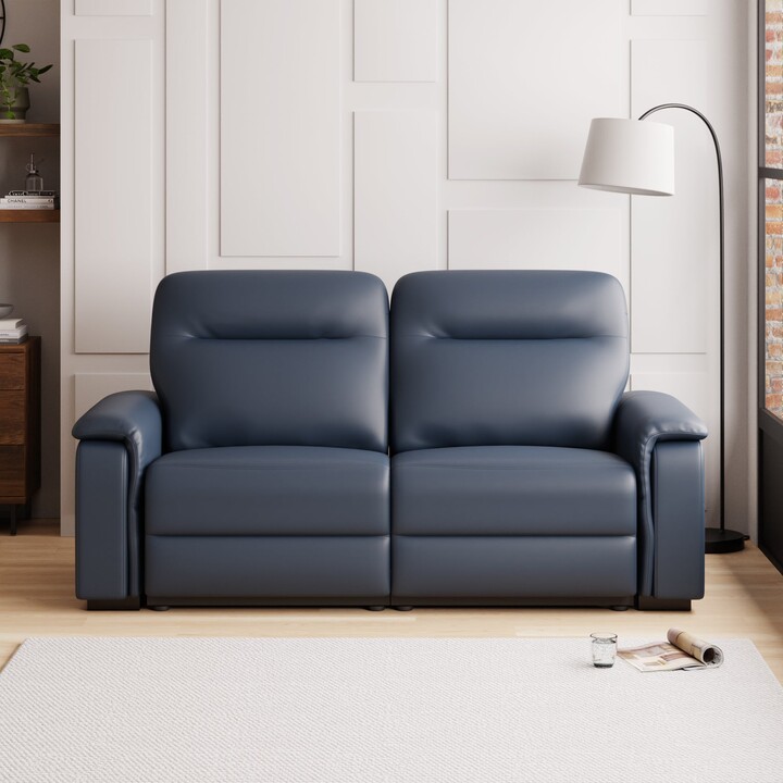Dunelm Bianca Matte Faux Leather Electric Reclining 3 Seater Sofa Navy