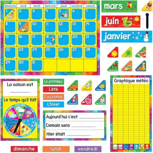 Trend Enterprises® Calendrier Annuel French Bulletin Board Set