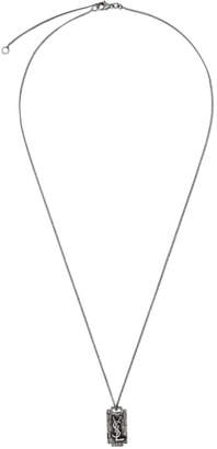 Saint Laurent Silver Monogramme Razor Blade Necklace