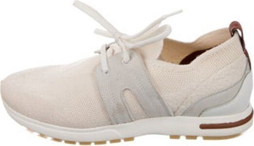 Loro Piana 360 LP Lady Flexy Walk 'Wish® Wool' Slip-On Sneakers Neutrals Leather, Rubber & Suede Trim Round-Toes with Leather Trim Embellishment Lace-Up Closure at Uppers