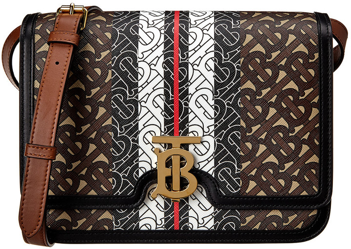 Burberry Medium Monogram Stripe ECanvas & Leather Shoulder Bag ShopStyle