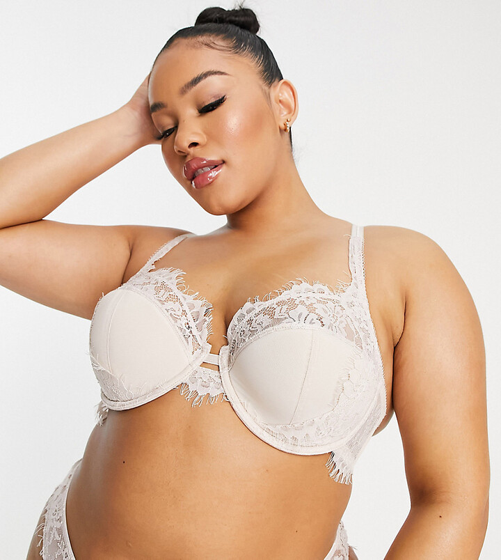 Simply Be mesh and lace bra in light pink - ShopStyle