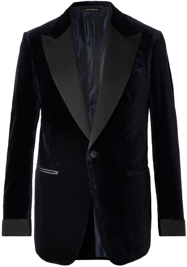 Tom Ford Shelton Slim-Fit Cotton-Velvet Tuxedo Jacket - ShopStyle Suits