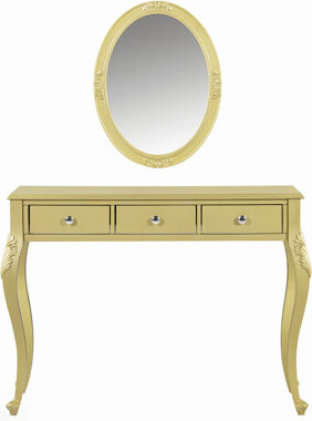 Luxury Makeup Vanity Desk with Oval Mirror, 3-Drawer Dressing Table for Jewelry Storage, Elegant Console Table for Entryway, Living Room & Bedroom, St