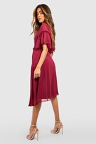 Thumbnail for your product : boohoo Pleated Ruffle Detail Midi Smock Dress