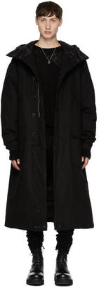 R 13 Black Long Anorak Puffer Coat