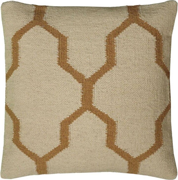 HomeRoots Natural Solid Polyester 18 in. x 18 in. Throw Pillow