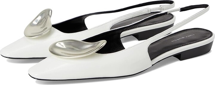 Tory Burch Patos Slingback Women's Shoes Cloud/Silver : 9 M, Leather